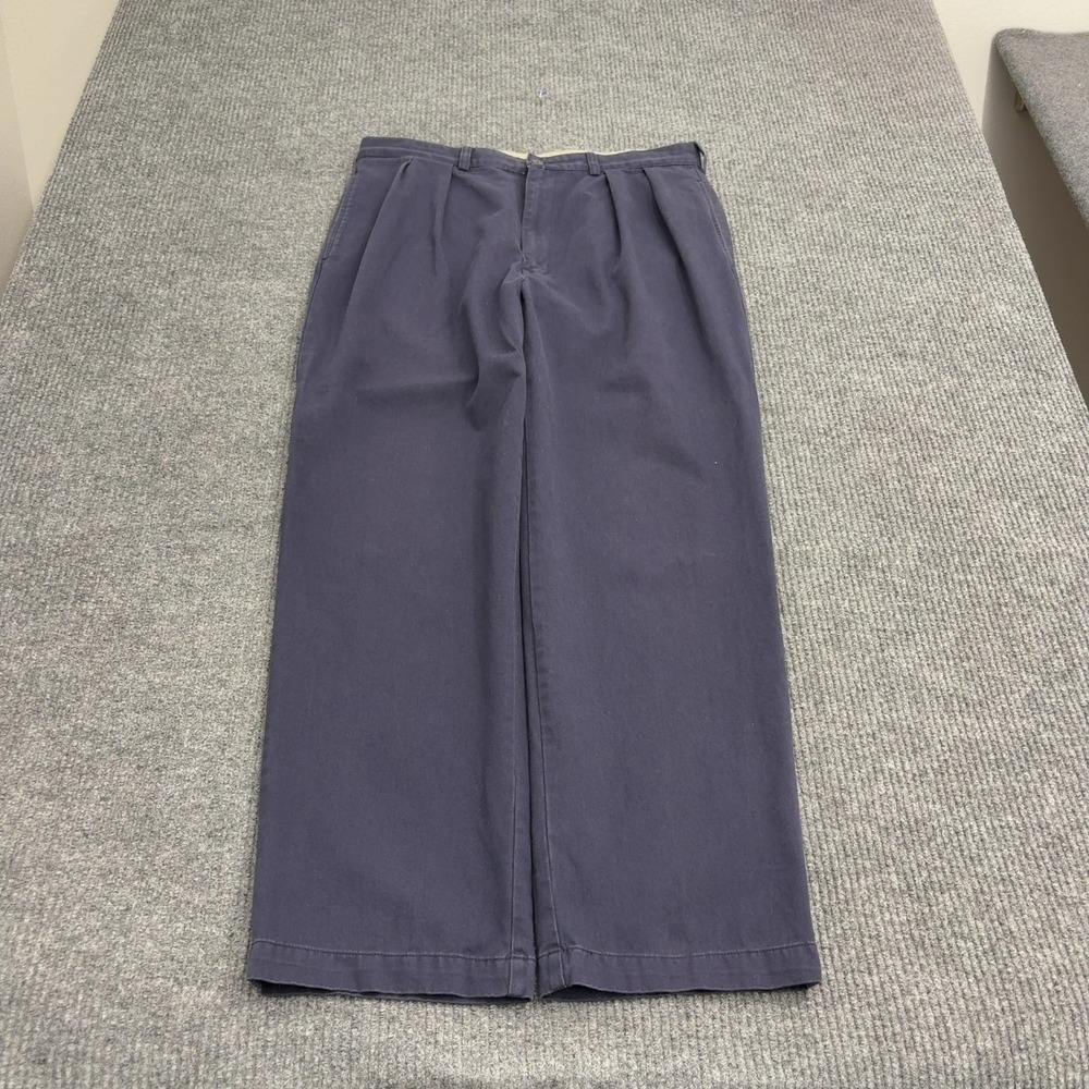 Polo Ralph Lauren Pants Mens 36x30 Blue Cotton Pleated Andrew Pant Classic Style